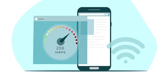 ilustração de um teste de velocidade de internet no celular